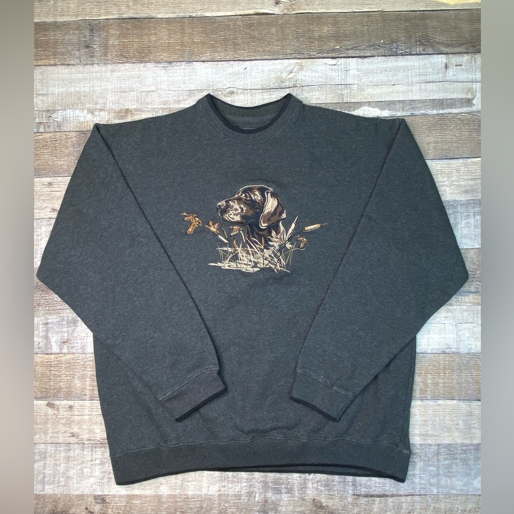 Croft & Barrow Men's Dark Gray Sweater with Dog Design